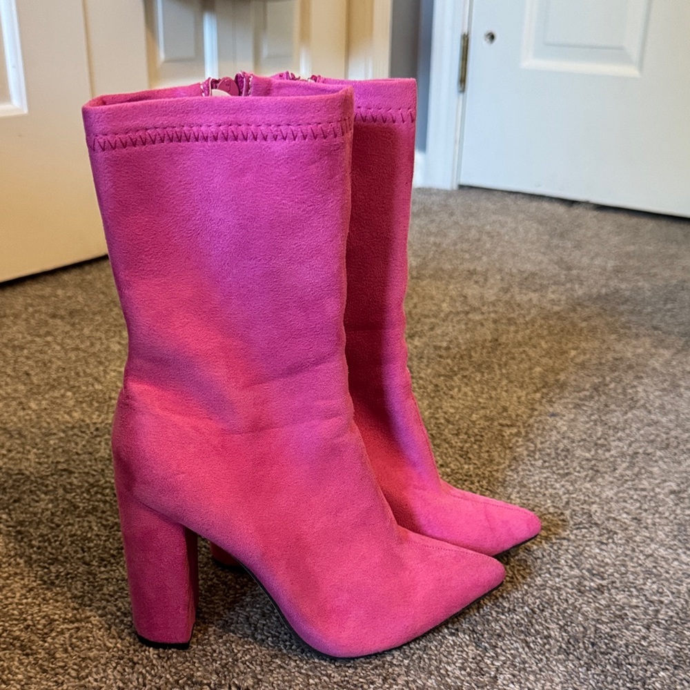 Pink Suede Women's Boots